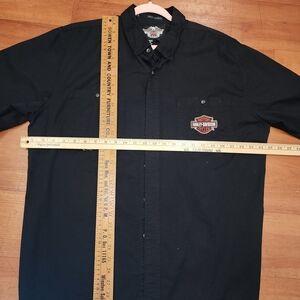 Harley-Davidson Black Short Sleeve Button-Down Shirt with Logo Patch